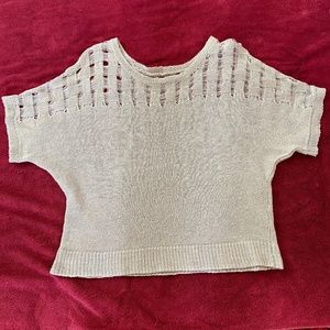 Cotton/Linen Open Weave Design Sweater Top